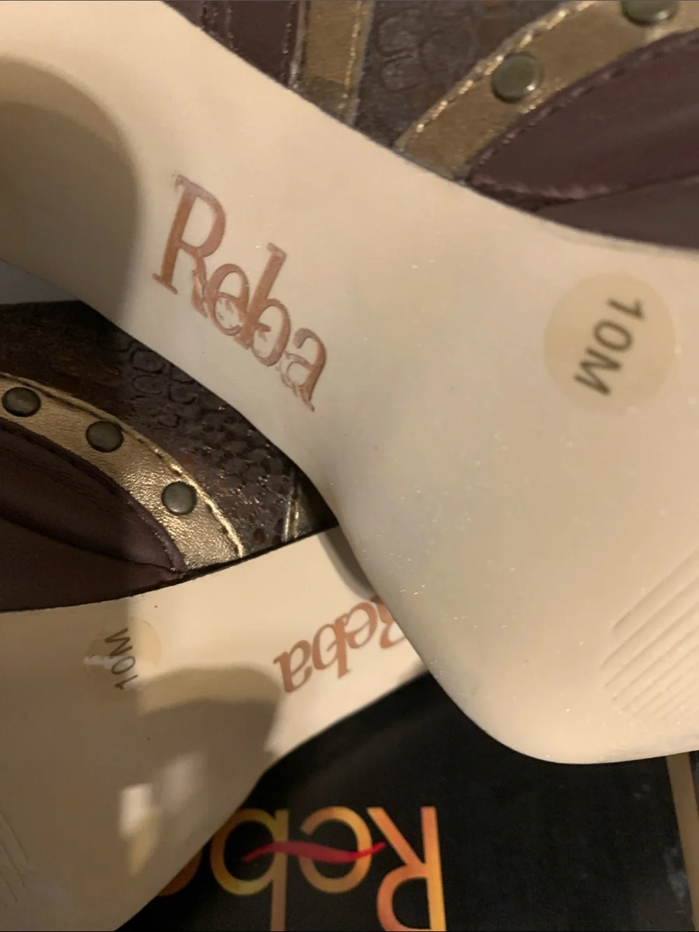 Reba Brown Leather Peep-Toe Studded Slingback Heels